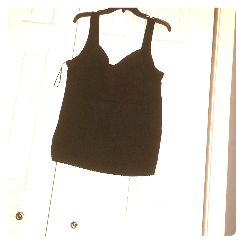 Ribbed black zip back corset